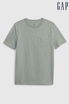 Vert olive - T-shirt Gap col rond à poche en coton biologique à manches courtes (4-13 ans) (K71034) | €9