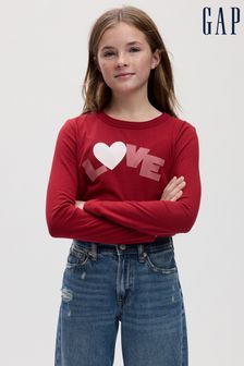 Gap Red Organic Cotton Graphic Long Sleeve Crew Neck T-Shirt (K71044) | €7
