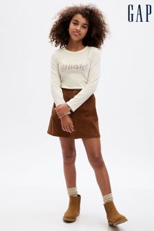 Crème - T-shirt à manches longues en coton bio à logo Gap strass (4-13 ans) (K71060) | €12