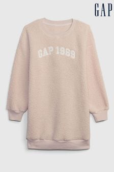 Gap Pink 1969 Arch Logo Sherpa Sweat Dress (4-13yrs) (K71065) | €43