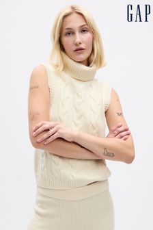 Kremna - Gap pleten pulover brez rokavov s puli ovratnikom (K71098) | €51