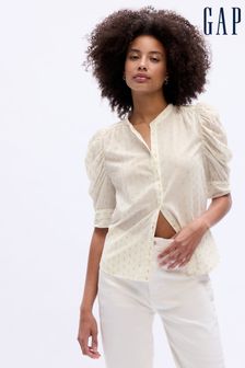 Blanco - Blusa transparente de manga corta abullonada de Gap (K71105) | 57 €