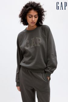 Siva - Gap pulover z okroglim ovratnikom in logom  Vintage (K71181) | €40