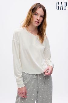 Weiß - Gap Geripptes Henley-Pyjama-Top mit langen Ärmeln​​​​​​​ (K71185) | 38 €