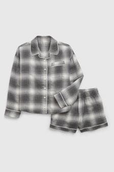 Gap Grey Check Family Christmas Kids Short Pyjamas (K71226) | €22