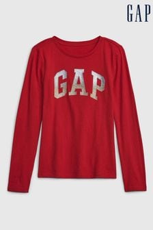 Gap Red Metallic Logo Long Sleeve Crew Neck T-Shirt (4-13yrs) (K71229) | €11