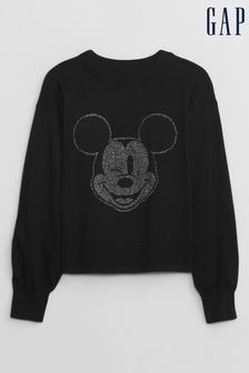 Gap Black Disney Mickey Mouse Glitter Crew Neck Sweatshirt (K71240) | 46 €