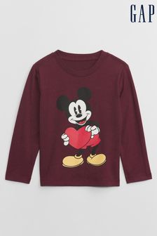 Gap Red Disney Mickey Mouse Valentines Day Long Sleeve Crew Neck T-Shirt (12mths-5yrs) (K71255) | kr208