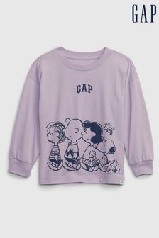 Gap Purple Peanuts Graphic Crew Neck Long Sleeve T-Shirt (12mths-5yrs) (K71290) | €26