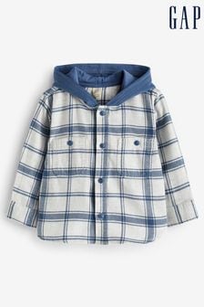 Gap Blue Organic Cotton Hooded Flannel Shirt (6mths-5yrs) (K71291) | €34