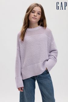 Purple - Gap Crochet Long Sleeve Jumper (4-13yrs) (K71347) | kr460