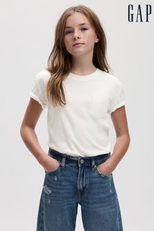 Белый - футболка с короткими рукавами и вырезом под горло и бабочкой Gap Vintage (4-13 лет) (K71357) | €11