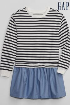 Blanc et noir - Gap Robe sweat-shirt à manches longues à col ras du cou (4-13 ans) (K71359) | €29