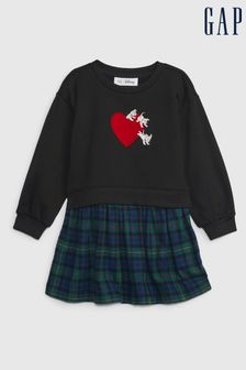 Gap Black, Blue & Green Check Disney 2-in-1 Sweatshirt Dress (K71489) | €22.50