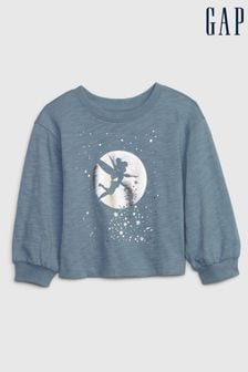 Blau - Gap Disney Langärmeliges Shirt mit Rundhalsausschnitt und Grafik, Metallic (12 Monate bis 5 Jahre) (K71491) | 25 €