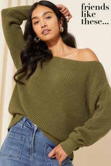 Friends Like These Moss Green Off The Shoulder Jumper (K71808) | 52 €