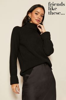 Friends Like These Black Petite Roll Neck Jumper (K71817) | AED211
