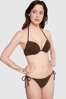 Victoria's Secret PINK Ganache Brown Shimmer Tie Side Bikini Bottom (K71830) | kr550