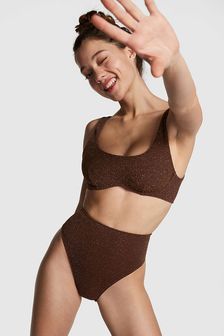 Victoria's Secret PINK Ganache Brown Shimmer High Waisted Bikini Bottom (K71886) | kr389