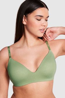 Victoria's Secret PINK Wild Grass Green Logo Non Wired Lightly Lined Cotton Bra (K71933) | €38