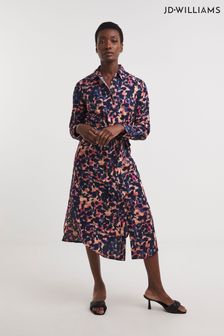 JD Williams Pink Print Button Through Midi Shirt Dress (K72234) | 55 €