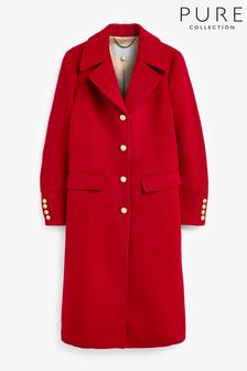 Pure Collection Red Luxury Wool Single Breasted Coat (K72258) | €147