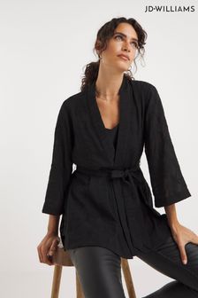 Jd Williams couvre-slip noir brodé transparent en kimono (K72261) | €53