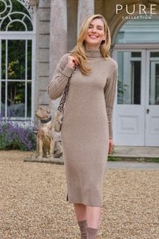Pure Collection Natural Knitted Sweater Dress (K72303) | $352