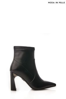 Moda in Pelle Lemmie Black Pointed Slim Flare Metal Heel Stretch Sock Ankle Boots (K72359) | SGD 230