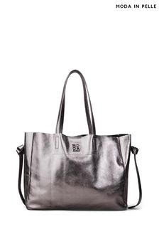 Moda in Pelle sac fourre-tout oversize gris indie avec pochette (K72378) | €163