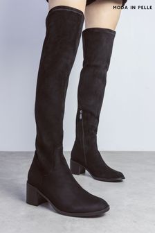 Moda In Pelle Sarianne Spitze Overknee-Stiefel mit Blockabsatz, Schwarz (K72385) | 139 €