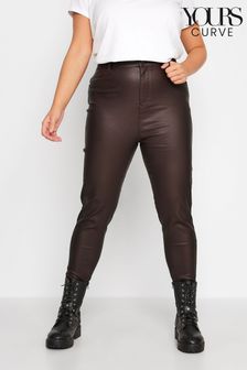 Yours Curve Brown Coated AVA Jeans (K72390) | $49