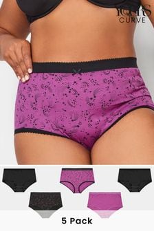 Yours Curve Pink/Black Full Briefs 5 Pack (K72400) | €11