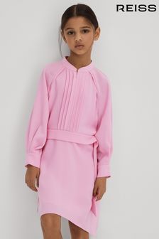 Reiss Pink Erica Junior Zip Front Asymmetric Dress (K72439) | OMR53