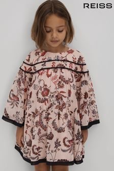 Reiss Pink Talitha Teen Printed Bell Sleeve Tiered Dress (K72493) | 574 SAR