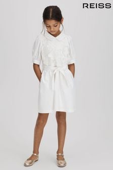 Reiss Ivory Dannie Teen Embroidered Puff Sleeve Dress (K72506) | SGD 234