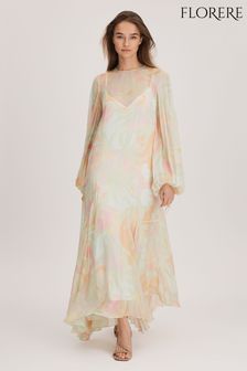 Florere Sheer Asymmetric Midi Dress (K72525) | $459