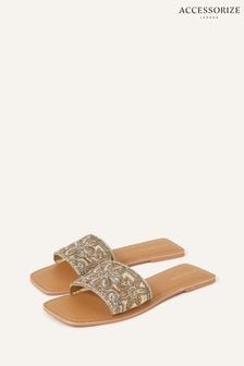 Accessorize Gold Flower Embellished Sandals (K72564) | SGD 74