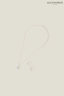 Accessorize Sterling Silver Plated Crystal Jewellery Set (K72566) | €9
