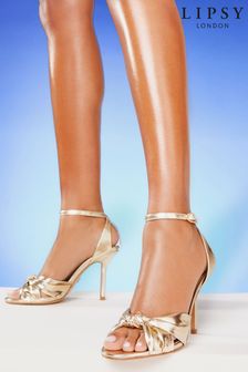 Lipsy Mid Heel Knot Faux Leather Strappy Sandal