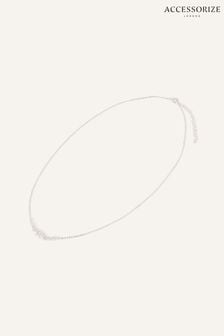 Accessorize Sterling Silver Tone Cluster Pendant White Necklace (K72594) | ₪ 91
