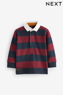 Navy/Red Stripe Long Sleeve Rugby Polo Shirt (3mths-7yrs) (K72596) | 17 € - 20 €