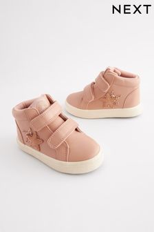 Pink Standard Fit (F) Star Touch Fasten Strap High Top Trainers (K72696) | CA$61 - CA$67