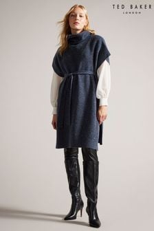 Ted Baker Blue Danlena Engineered Funnel Neck Cape (K73059) | AED987