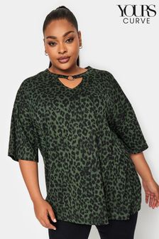 Yours Curve Green Ring Detail Grunge T-Shirt (K73071) | €9