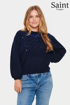 Saint Tropez Blue Barbel Sequin Knitted Pullover Jumper (K73247) | 109 €