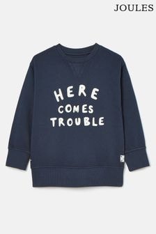 Joules Kids' Sundaze Navy Blue Crew Neck Slogan Sweatshirt (K73333) | $27 - $31