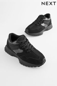 Black School Lace-Up Chunky Trainers (K73474) | $43 - $55