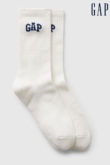 White - Gap Adults Quarter Crew Logo Socks (K73511) | kr150