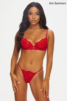 Ann Summers Red The Icon Sequin Non Pad Plunge Bra (K73546) | LEI 215
